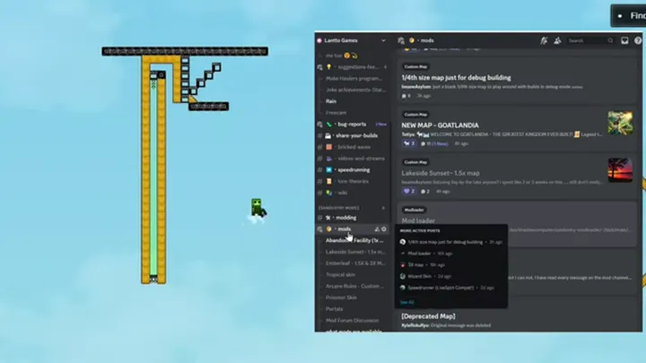 Official Lantto Games Discord #mods channel listing community maps